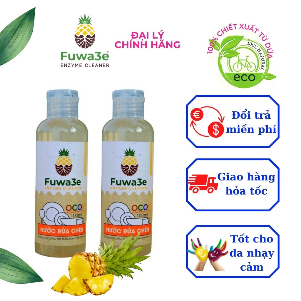Nước Rửa Chén Bát Hữu cơ Organic Enzyme Từ Vỏ Trái Cây An Toàn Cho Bé Bảo Vệ Da Tay 100ml