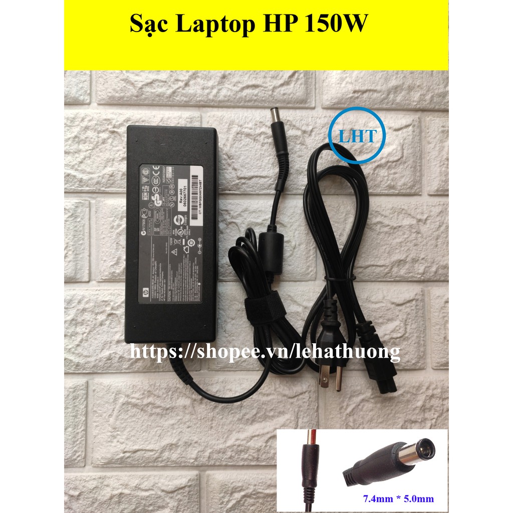 Sạc Laptop HP 150W 19V 7.89A / 19.5V 7.69A chân kim to for 8570w 8560w 8540w Hàng ZIN Cao Cấp (Adapter HP 150w)
