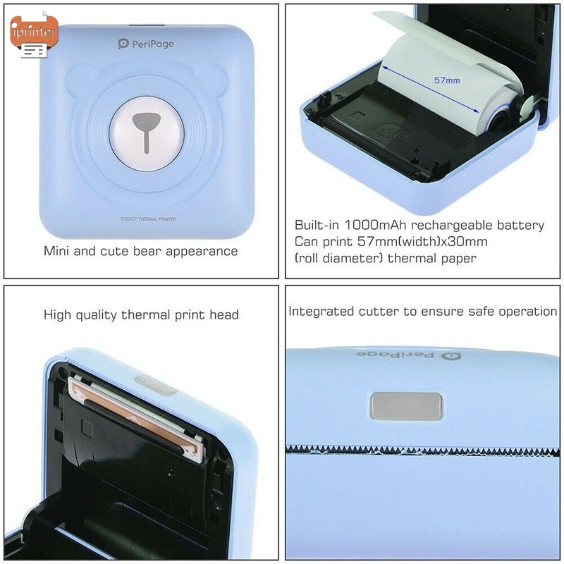 Máy in giấy nhiệt Peripage A6 nhỏ gọn hỗ trợ bluetooth cao cấp chuyên nghiệp
