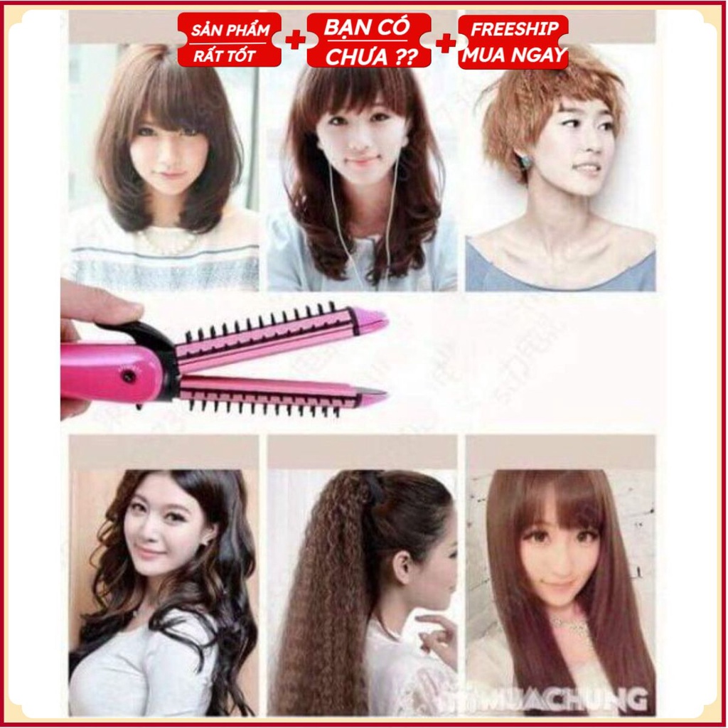 Máy làm tóc 3in1 bấm xù, làm xoăn duối thẳng .