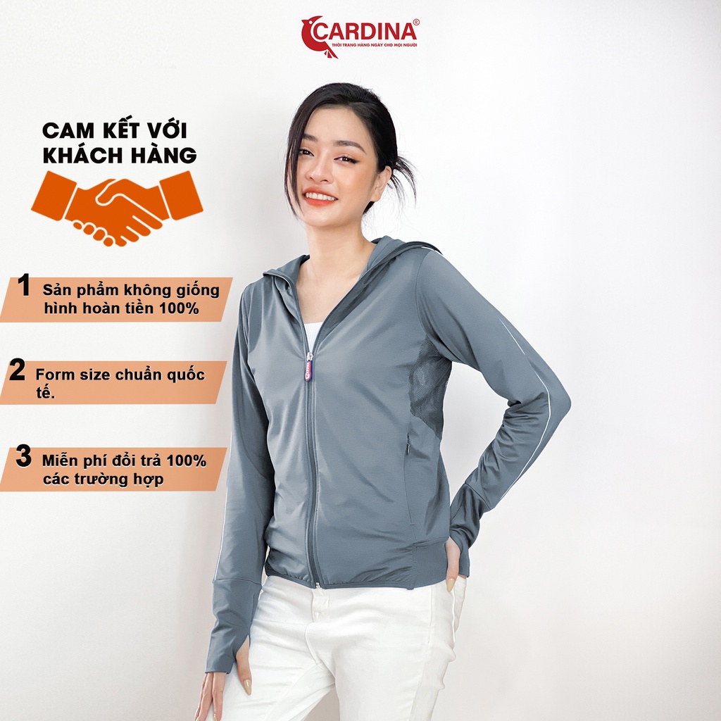 Áo Chống Nắng Nữ 𝐂𝐀𝐑𝐃𝐈𝐍𝐀 2 Lớp Chất Thun Lạnh Nhật Cao Cấp Viền Thể Thao Chống Tia UV 2NF02