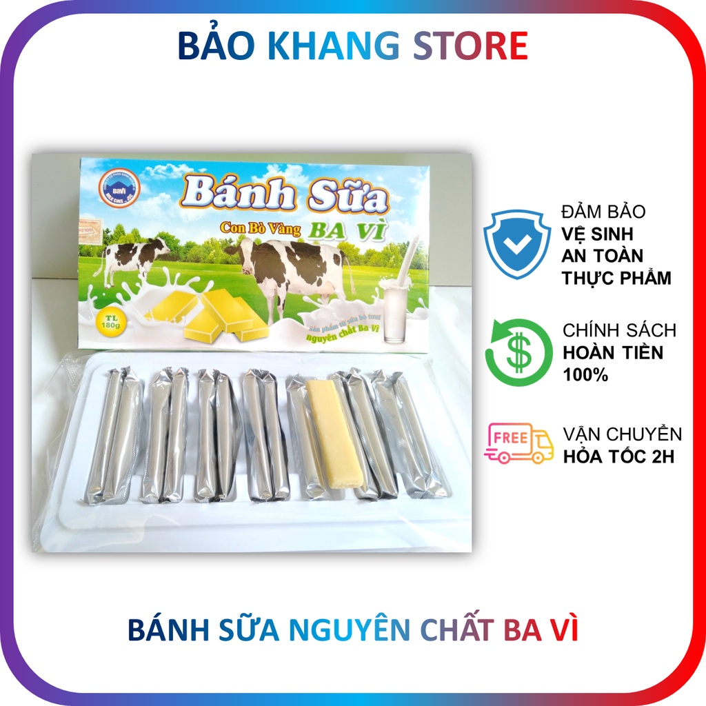 Bánh Sữa Ba Vì Vị Nguyên Chất Con Bò Vàng 180g