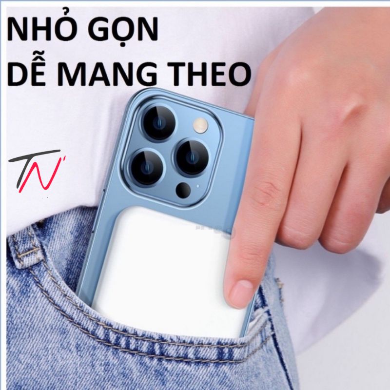 Sạc Dự Phòng Không Dây Sạc Nhanh 20W Pin 5000mah Mini Nhỏ Gọn Cao Cấp