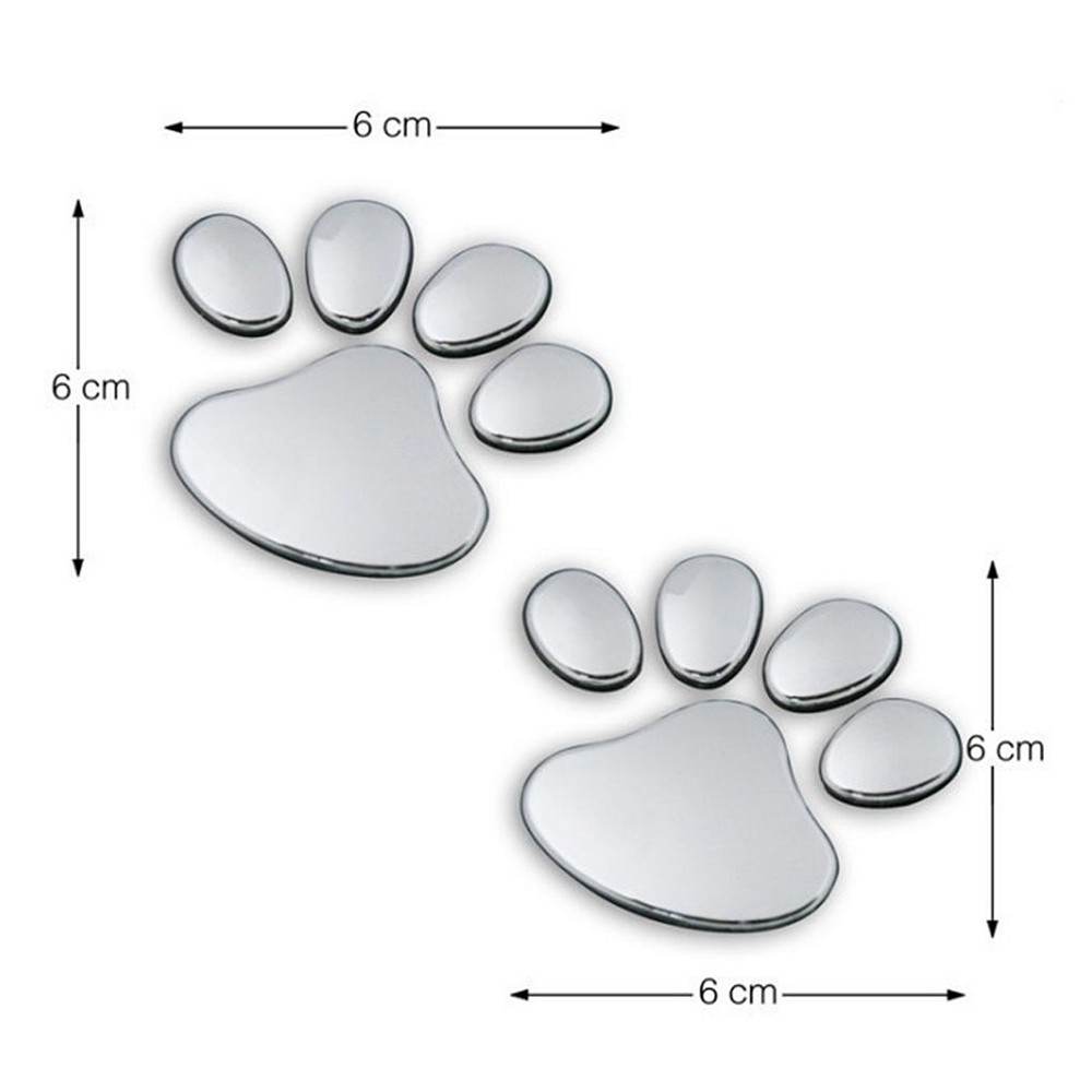 Decal bạc 3D hình dấu chân gấu dễ thương trang trí thân xe &amp; cửa sổ oto