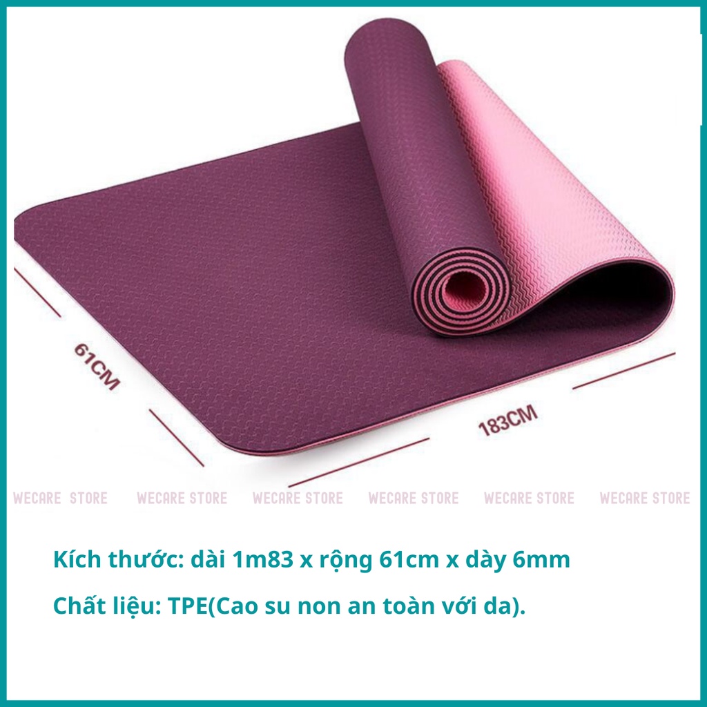 Thảm Yoga chất liệu cao su non TPE , Thảm tập Yoga 2 lớp dày 6mm cao cấp đủ màu sắc