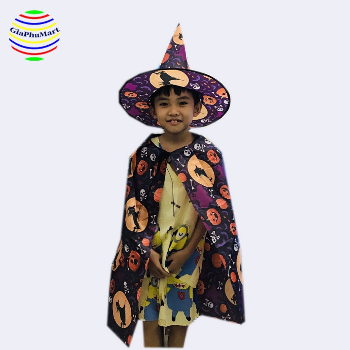 Áo Choàng Halloween - Áo Choàng Phù Thủy Kèm Nón