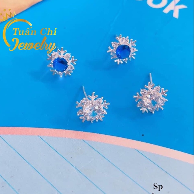 SẴN GIAO NGAY Bông Tai Nữ- Khuyên Tai Bạc Hình Bông Tuyết Đính Đá Xinh