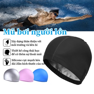 Mũ Bơi người lớn, Mũ bơi vải Spandex, Nón Mũ Bơi Silicone Cao Cấp, Ngăn nước, Trùm được búi tóc dài,Siêu bền