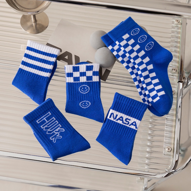 Set 5 Đôi Vớ Cotton Thoải Mái In Chữ Nasa Màu Xanh Dương Thời Trang Cho Bé Trai Và Gái 1-12 Tuổi
