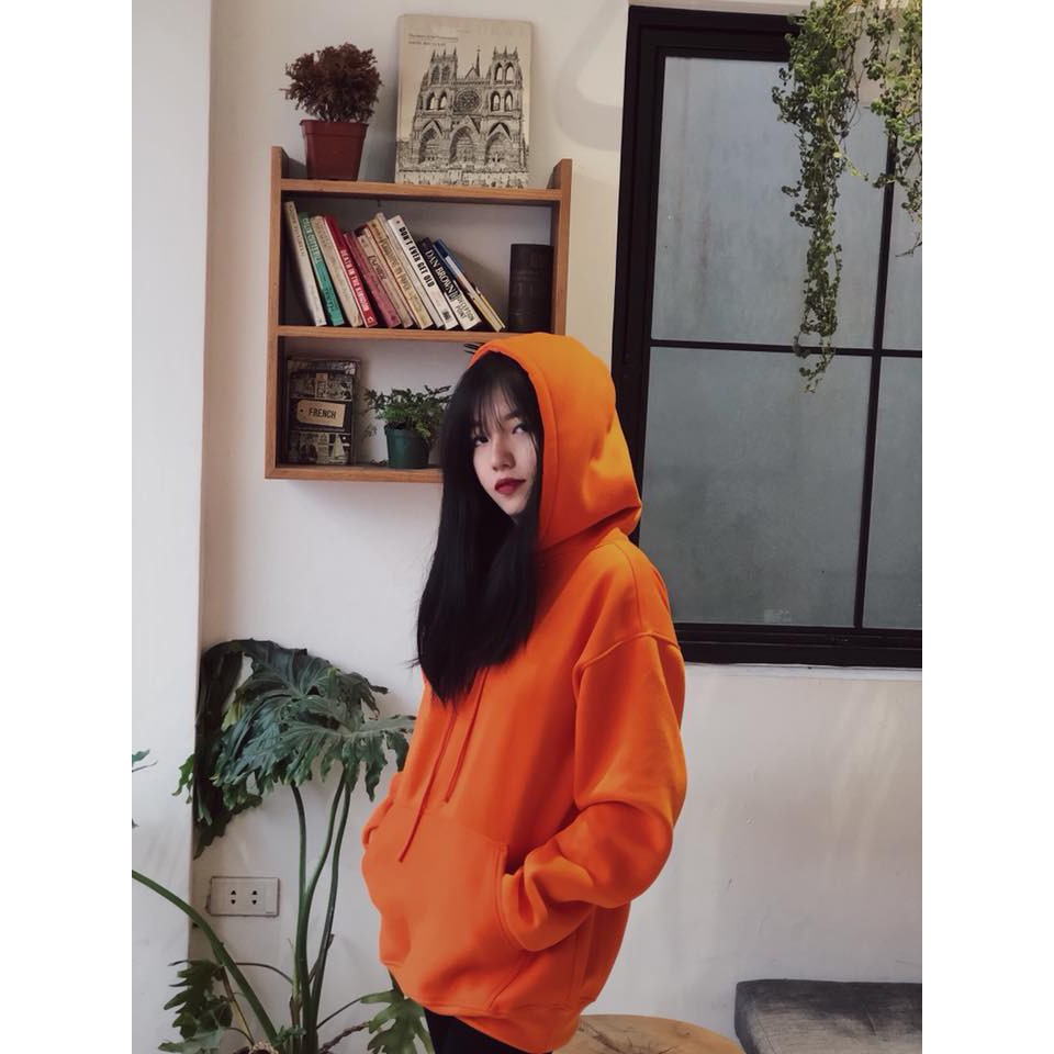 Áo Hoodie Trơn Màu Cam - Hoodie Orange Basic