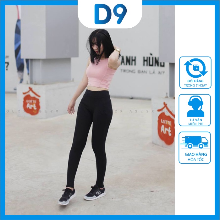 Quần legging nữ D9 dài nâng mông lưng cạp cao