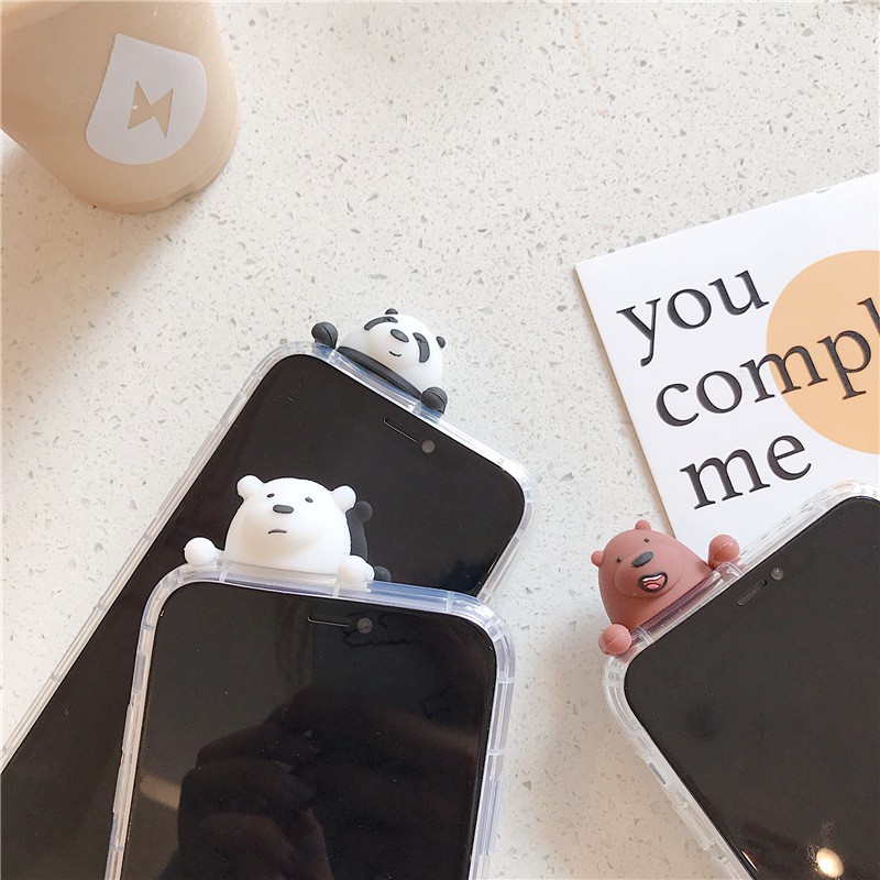 ốp lưng iphone viền trong gắn gấu leo dành cho ốp iphone 12 promax 6 7 8 13 13pro 13promax plus max xsmax xr11 11promax