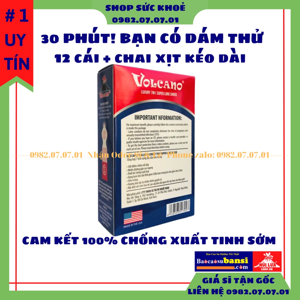 Bao cao su Volcano 7in1 - Vua Của Các Loại BCS Cao Cấp Siêu Kéo Dài Chống Xuất Tinh Sớm Hiệu Quả Cho Nam, Siêu Gai, Mỏng