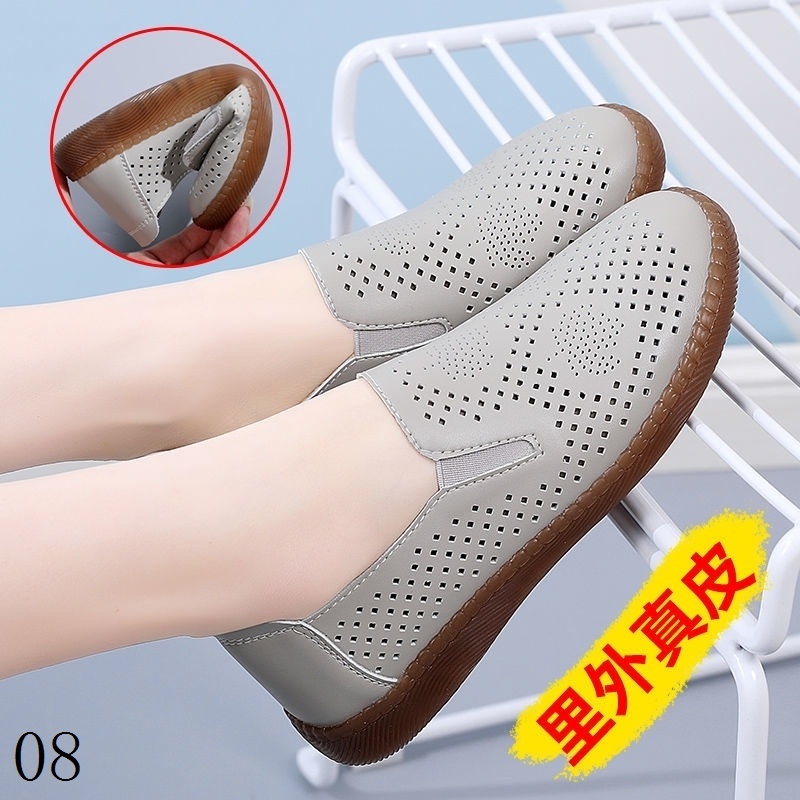 Dép Sandal Bằng Da Thật Đục Lỗ Thoáng Khí Đế Mềm Chống Trượt Thời Trang Mùa Hè Cho Nữ