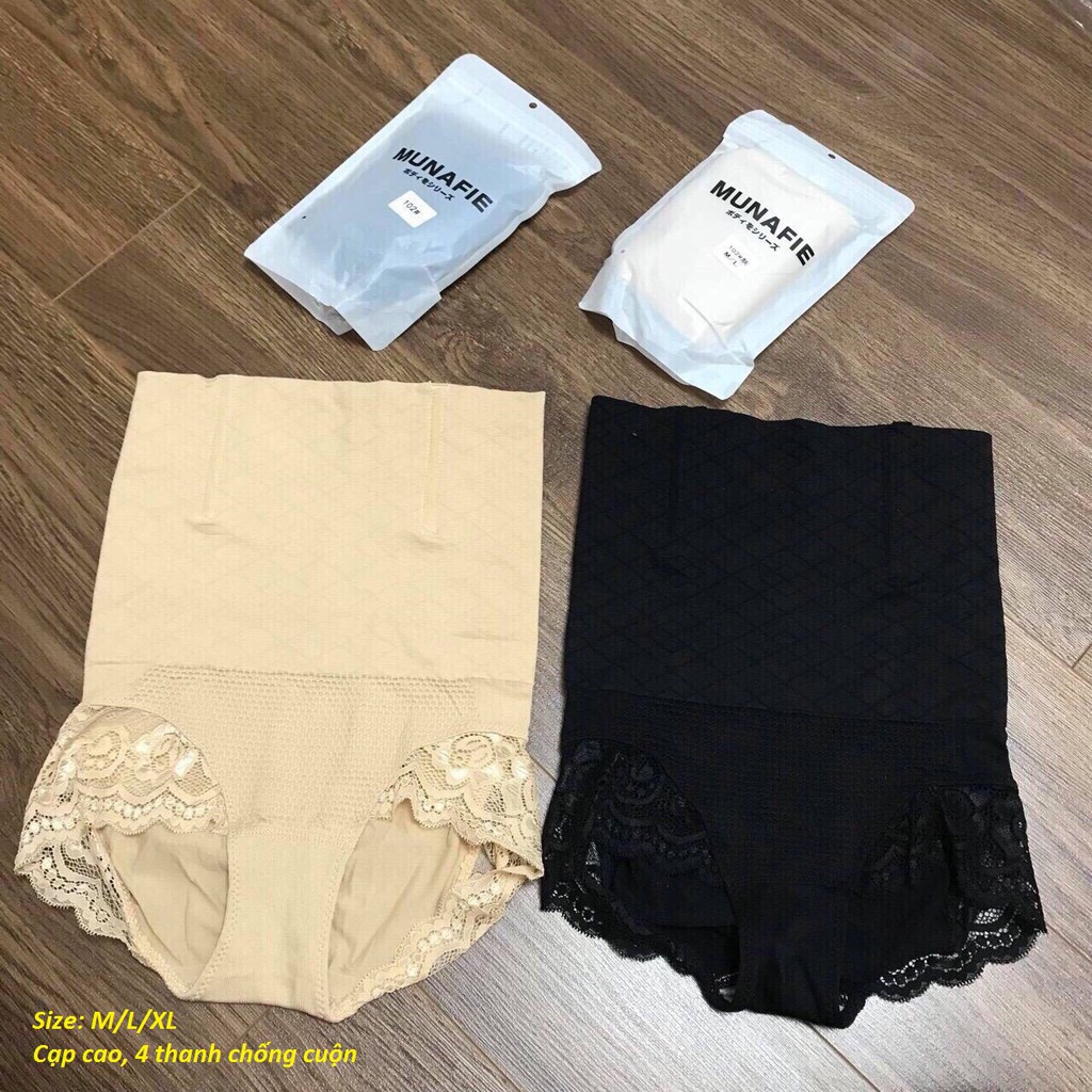 Quần Lót Gen Bụng Cạp Cao Viền Ren, Quần Nịt Bụng Cotton Có Thanh Chống Cuộn Thoải Mái Vận Động