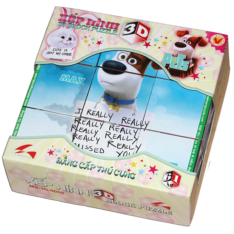 Tranh xếp hình 3D cao cấp Jigsaw Puzzle (6 trong 1) Tia Sáng - ĐẲNG CẤP THÚ CƯNG - MSP: 3D-9008