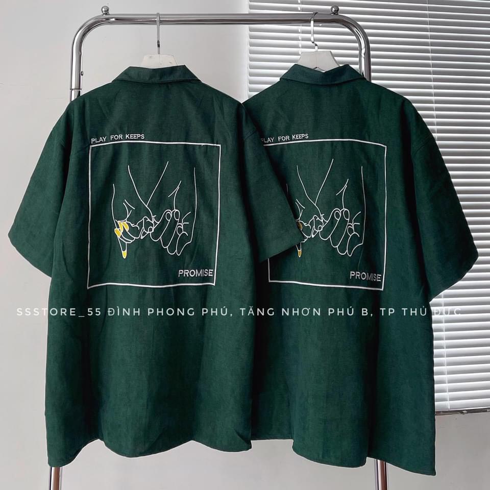 Sơ mi nhung tăm rêu siêu hót form thụng 7C2T