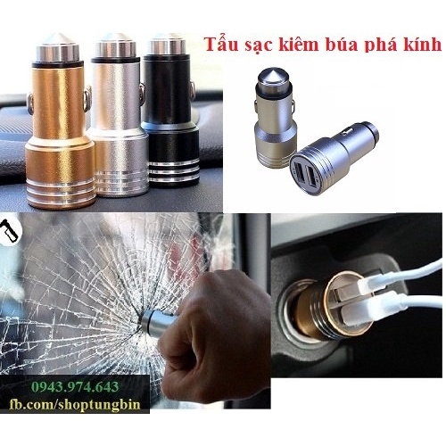 [Bán buôn] Cốc sạc chia 2 tẩu và 2 cổng usb cho xe ô tô