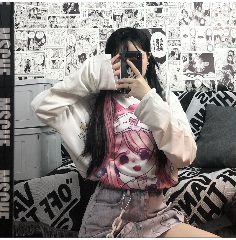 Áo Thun Dài Tay Mềm Mại In Họa Tiết Anime Xinh Xắn | BigBuy360 - bigbuy360.vn