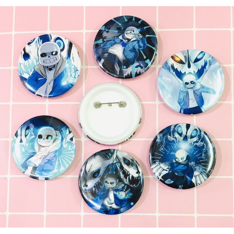 set 1-5 huy hiệu sans undertale đường kính 5,8cm