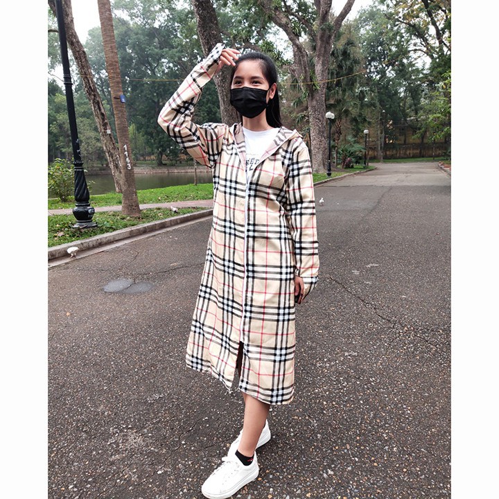 Áo Chống Nắng Kẻ Dáng Dài Hai Lớp Chống Tia UV Siêu Hot + Khẩu Trang Đồng Màu | BigBuy360 - bigbuy360.vn