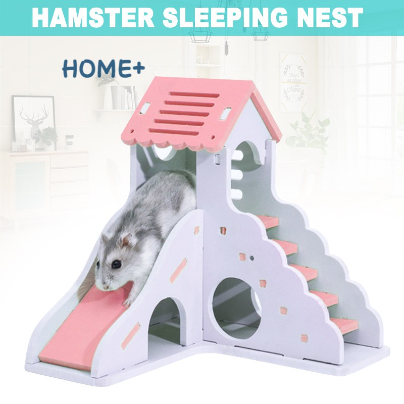 Nhà Gỗ Mini Thân Thiện Với Môi Trường Dễ Lắp Ráp, Có Thể Giặt Rửa, Đồ Chơi Cho Hamster Nuôi Thú Cưng, Đồ Chơi Trẻ Em My