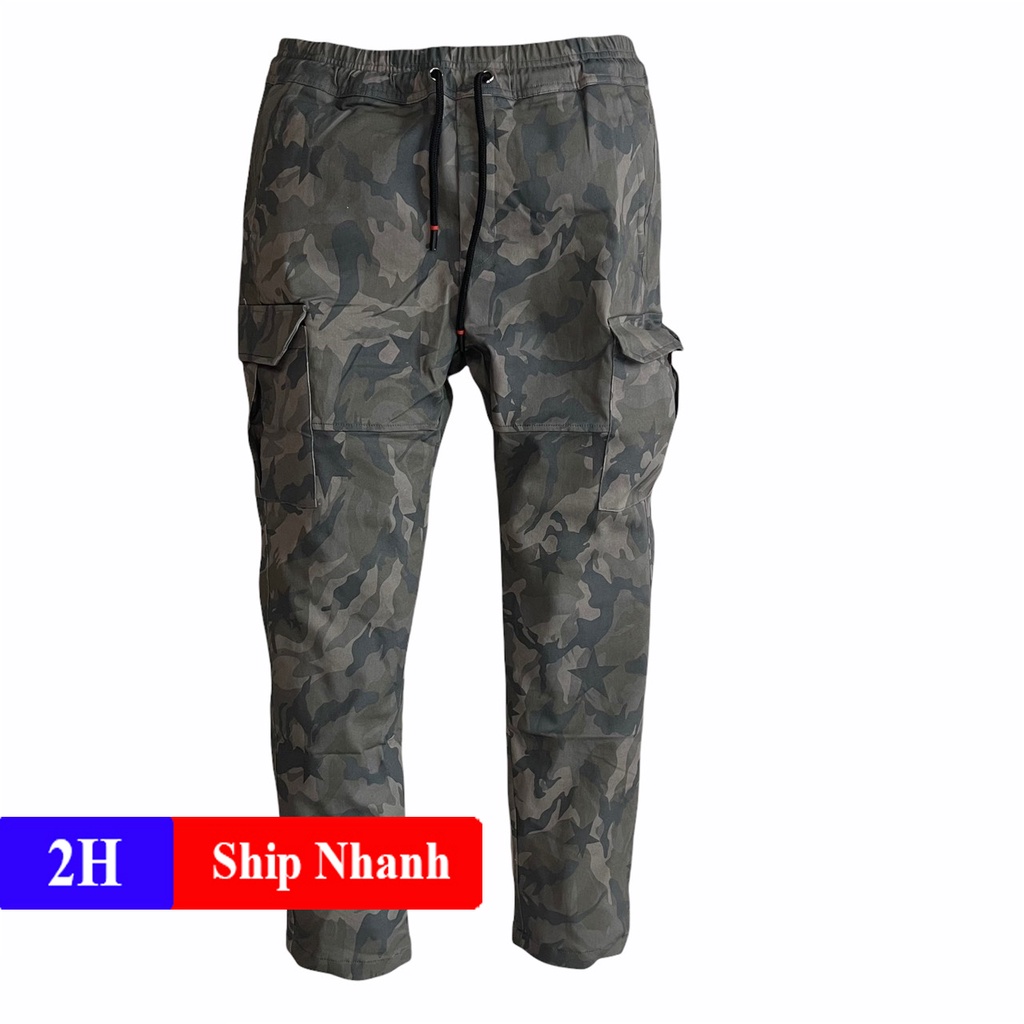 Quần jogger rằn ri nam nữ túi hợp phong cách lính bộ mỹ