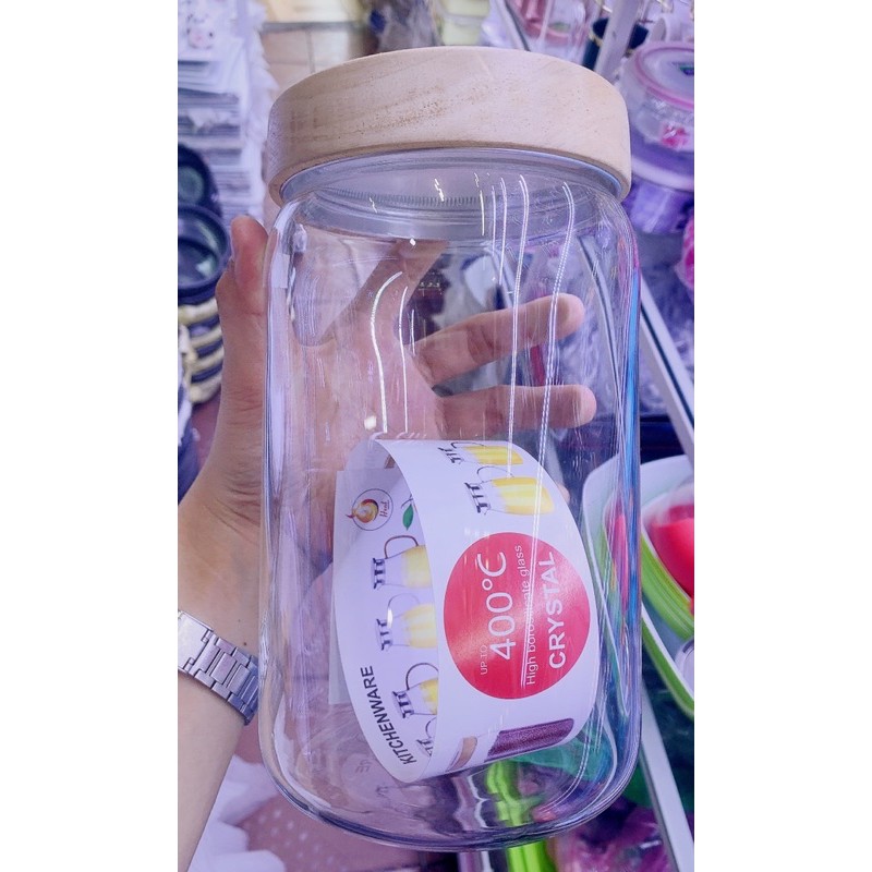 HŨ THUỶ TINH NẮP GỖ (VẶN) DUNG TÍCH LỚN 1500ml-1900ml-2300ml | BigBuy360 - bigbuy360.vn