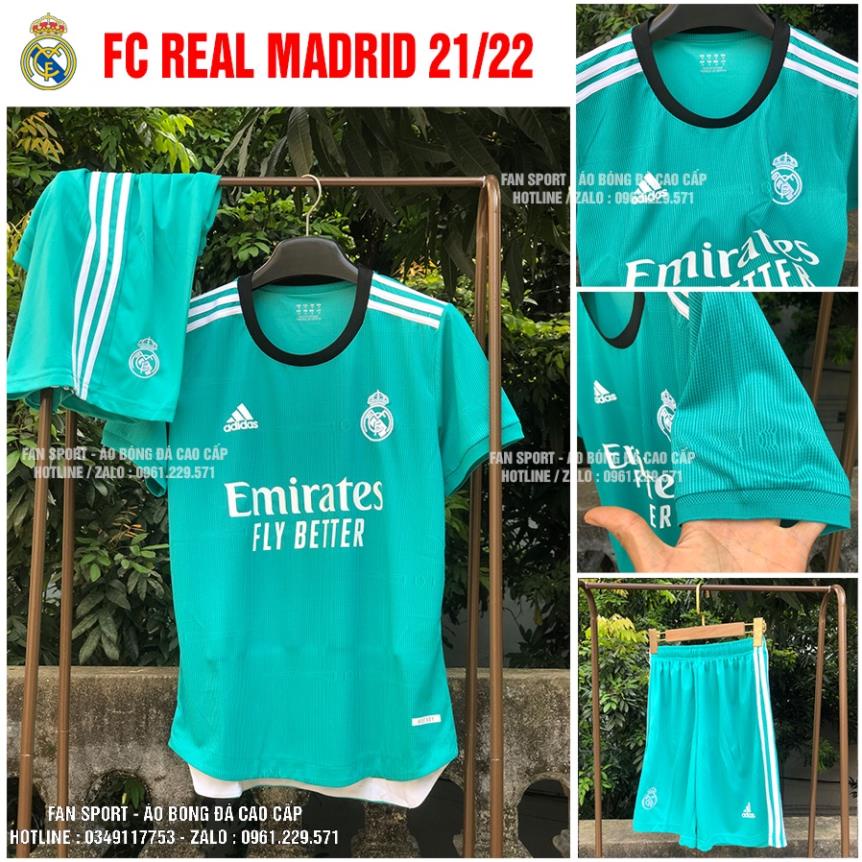 Áo Real Madrid Sân Khách 2021 | Bộ Quần Áo Bóng Đá CLB Real Madirid Mẫu Thứ 3 Hàng Thái Xịn Màu Xanh !