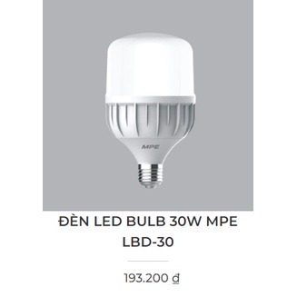 Đèn led bulb MPE 20w 30w 40w 50w AS trắng - Vàng