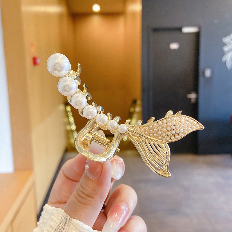 Kẹp Tóc Đuôi Cá Đính Ngọc Trai Giả Phong Cách Hàn Quốc Thời Trang