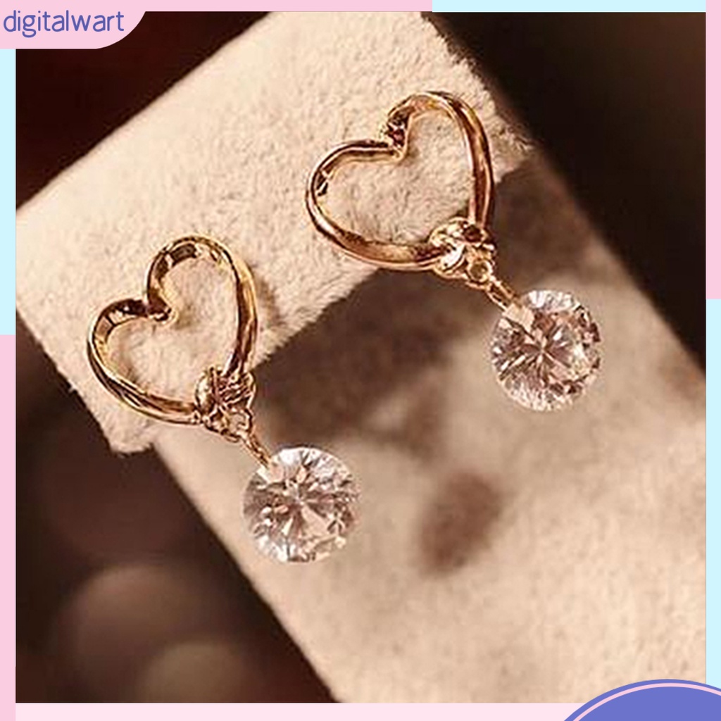 Cặp bông tai trái tim đính đá thời trang nữ