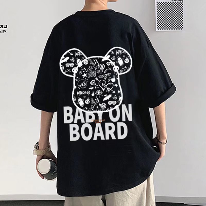 Áo Thun Dáng Rộng In Chữ Phong Cách Hip Hop Đường Phố Hàn Quốc Thời Trang Mùa Hè Cho Nam Và Nữ M-8XL