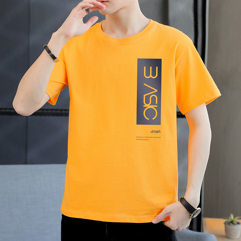 【M-4XL】Men's Youth Summer high quality loose  round neck short sleeve t shirt korean printing leisure  simple t shirt  men clothing 