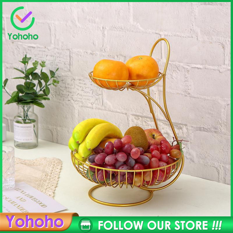 Giá Đỡ 2 Tầng / 3 Tầng Bằng Kim Loại Trưng Bày Trái Cây / Bánh Mì / Rau Củ