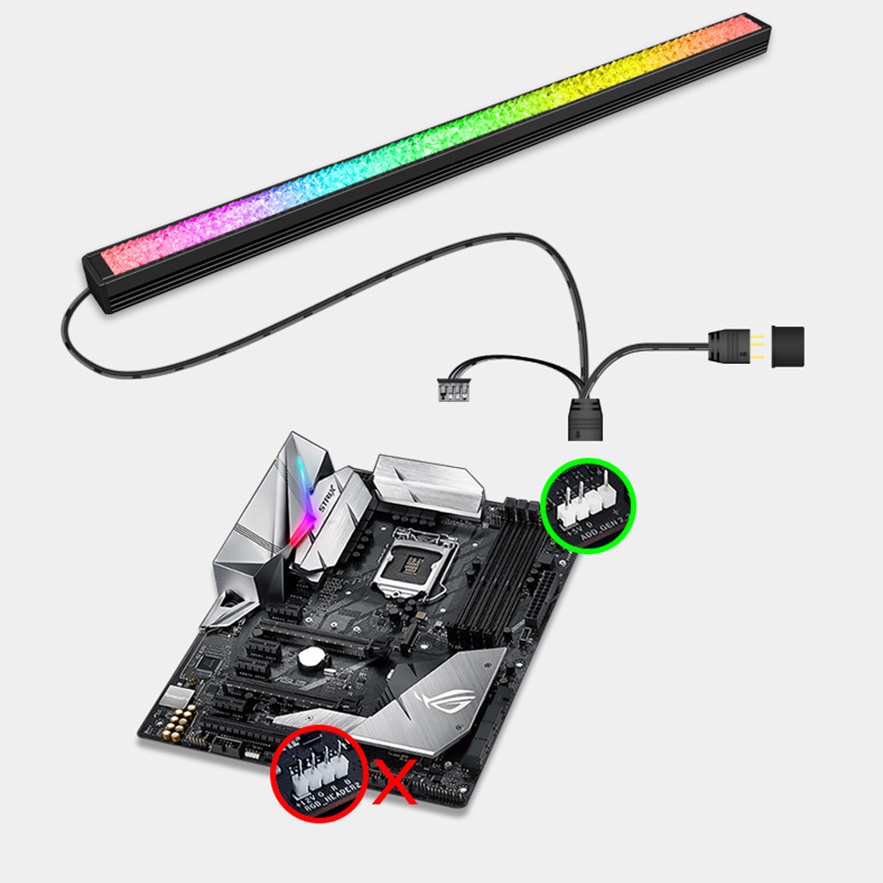Thanh LED RGB Coolmoon Crystal (29cm đế nam châm) - Tích Hợp ARGB 3Pin 5V &amp; 4Pin Coolmoon