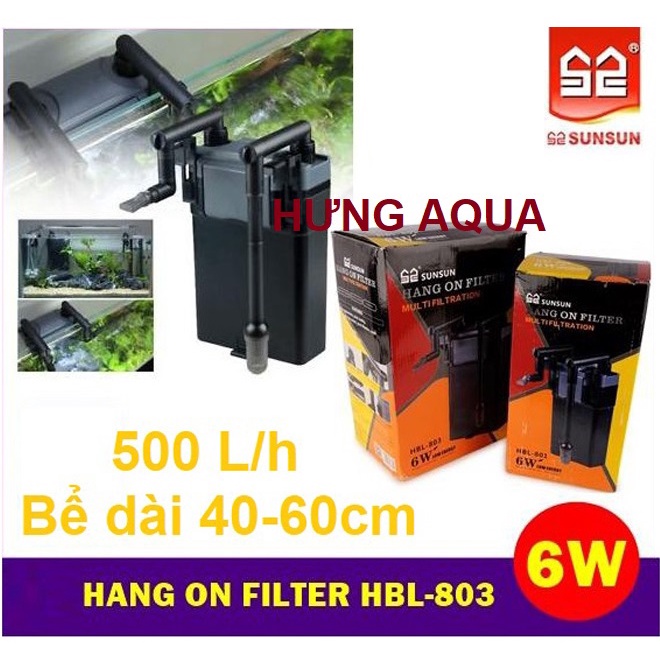 Máy lọc treo, máy lọc thác hồ thủy sinh - lọc treo SUNSUN HBL-801/802/803 6W tiết kiệm điện, lọc siêu sạch (chính hãng)