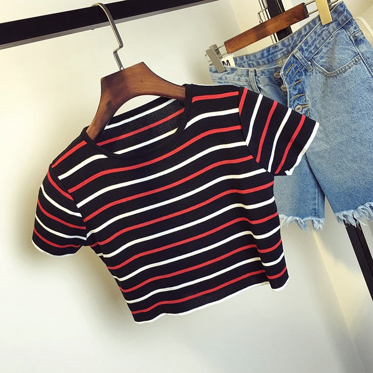 Áo croptop nữ sọc ngang dáng ôm gợi cảm