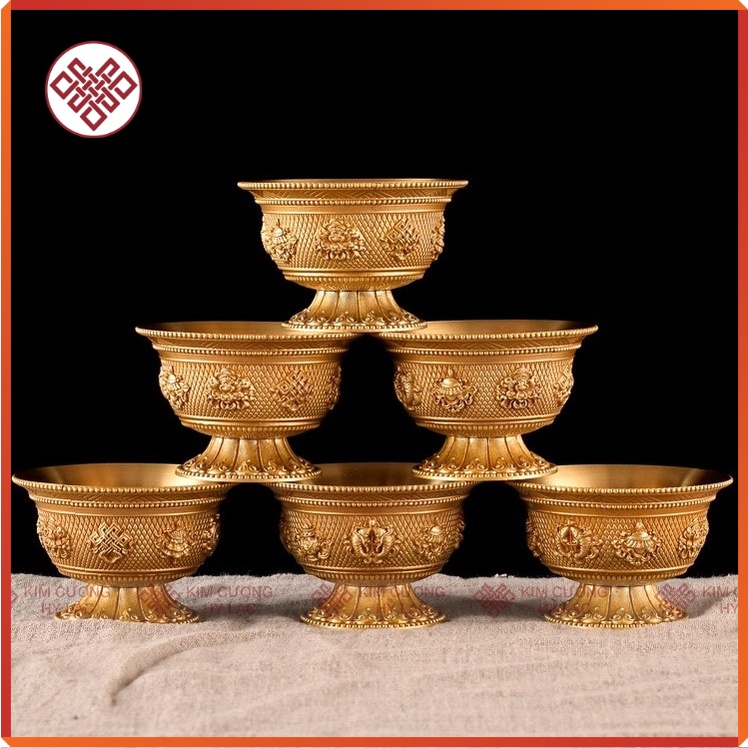 Chén Đồng Đồ Thờ Cúng Mật Tông [Kim Cương Hỷ Lạc] Mẫu Mới