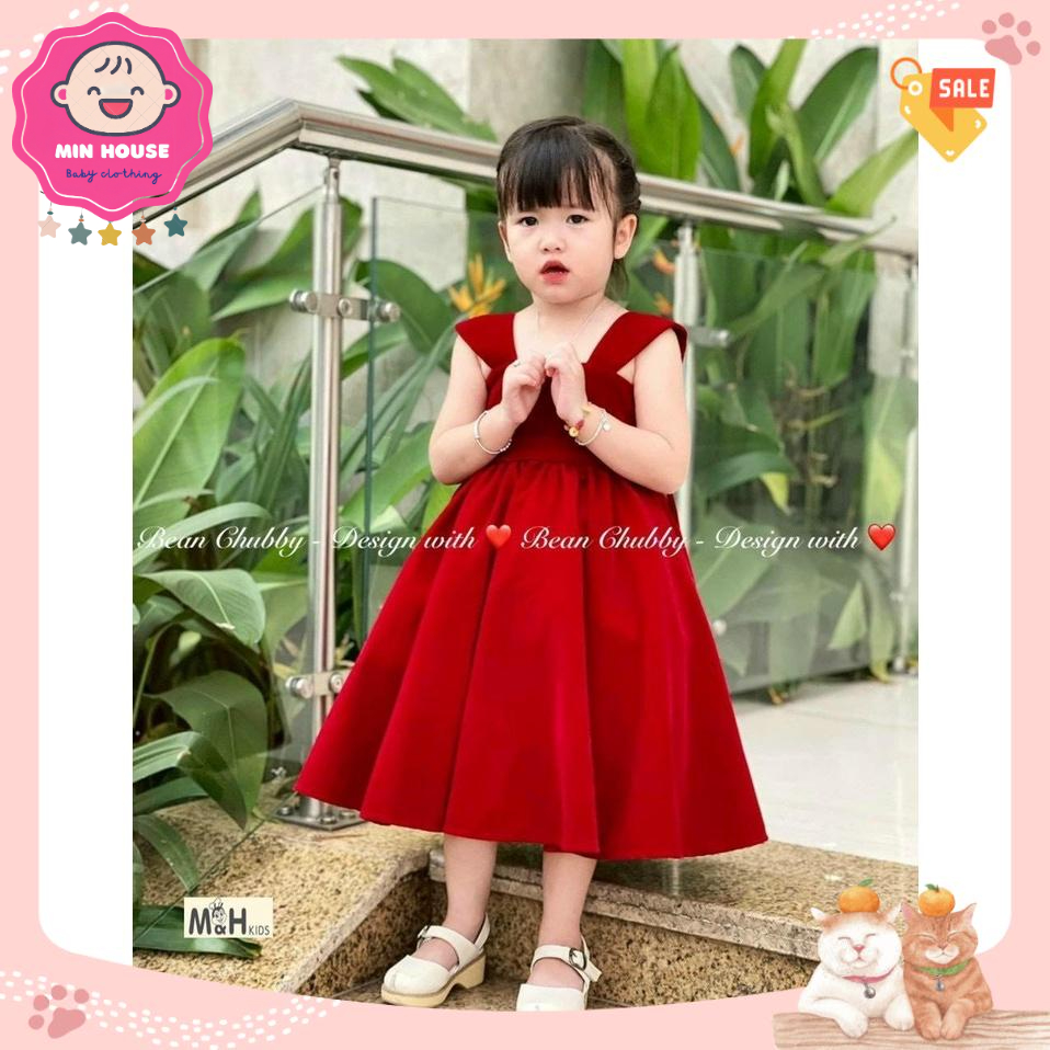 Đầm xoè nhung the cao cấp cho bé gái diện lễ Tết, Noel