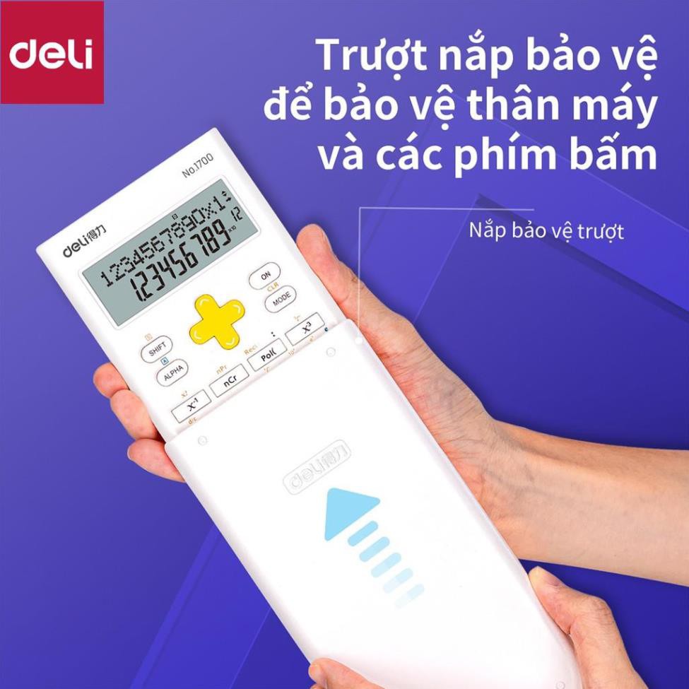 Máy tính kỹ thuật học sinh Deli -Xanh/ Hồng/ Trắng - 1700 [Deli]