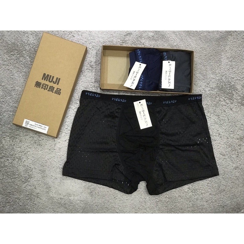 Hộp 4 quần Boxer thông hơi Nhật MUJI (hàng đẹp, chính hãng)