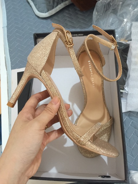 Sandal quai mảnh nhũ vàng size 33-40