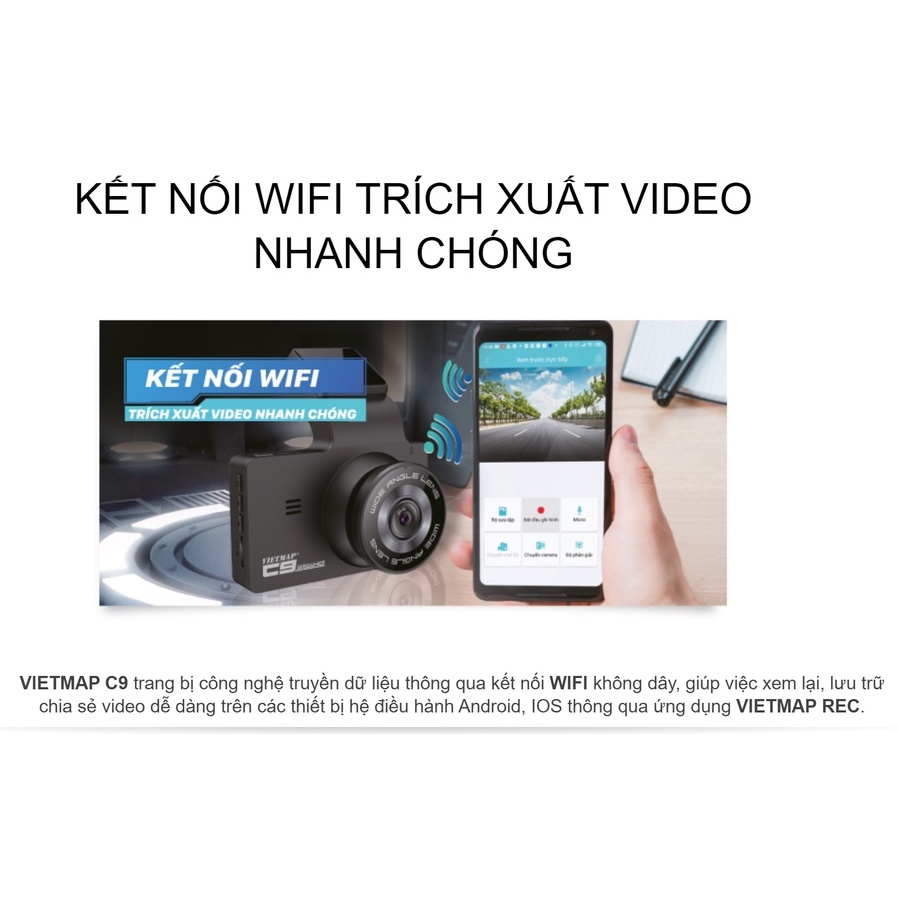 VIETMAP C9 - Camera hành trình Full HD góc rộng 170° - Hàng chính hãng bảo hành 12 tháng