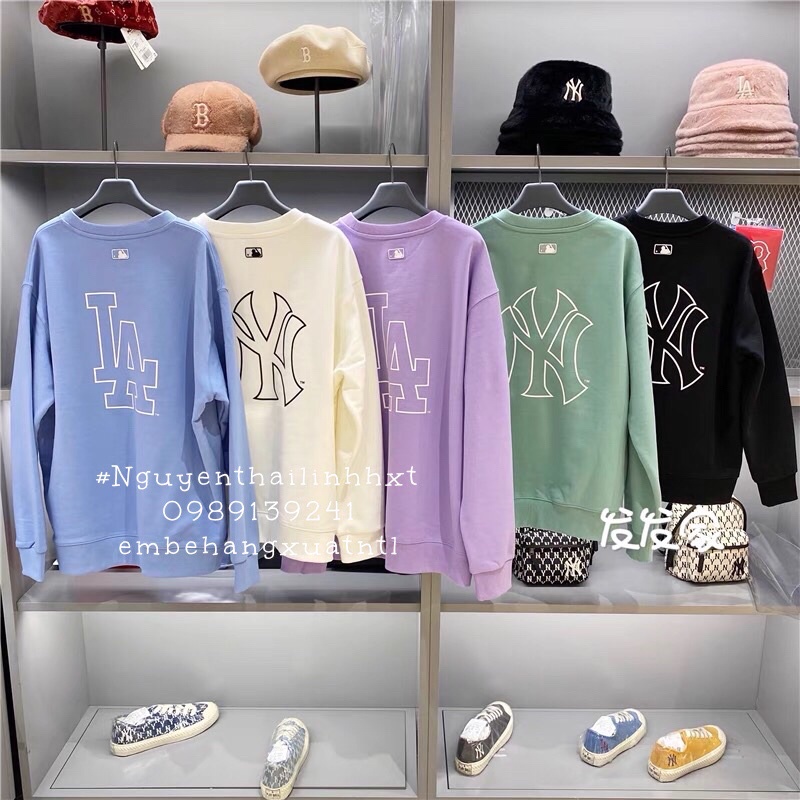 Áo nỉ sweater NY MIb unisex nam nữ tay dài cổ tròn nỉ da cá