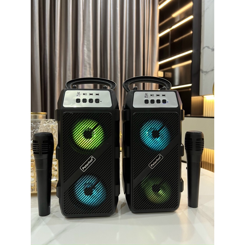 Loa Bluetooth Tặng Kèm Mic PTH2322 - Led Theo Nhạc, Bass Hay - Bảo Hành 6 Tháng