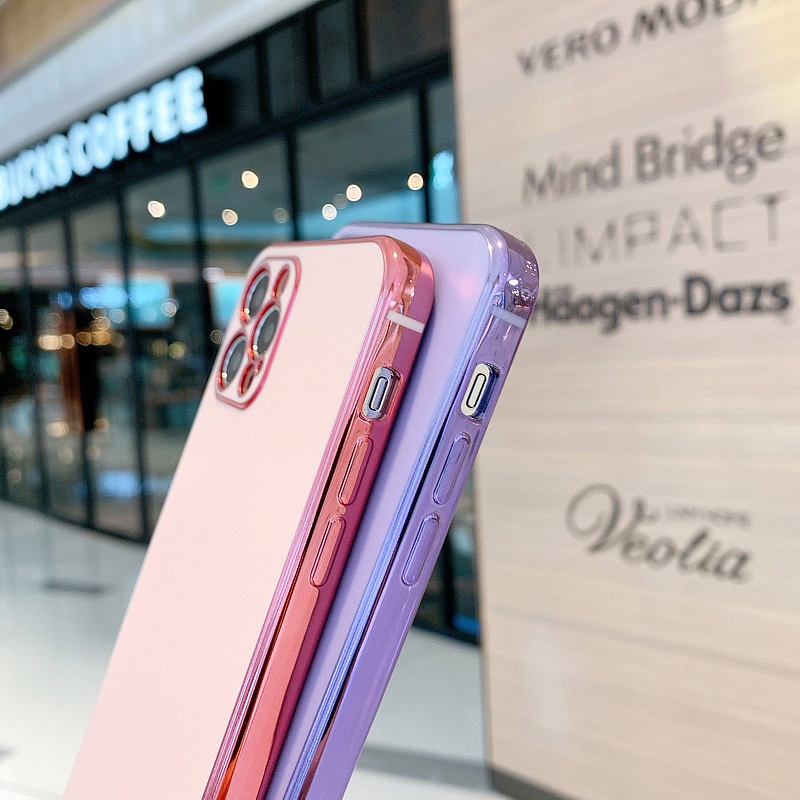 Ốp Điện Thoại Mềm Chống Sốc Viền Thẳng Mạ Logo Cho iPhone 14 13 12 11 Pro Max X XS XR 7 8 Plus + SE 2020