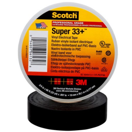 BĂNG KEO ĐIỆN 3M SCOTCH SUPER 33+ dùng cho MẠNG ĐIỆN HẠ THẾ HOẶC TRONG NHÀ