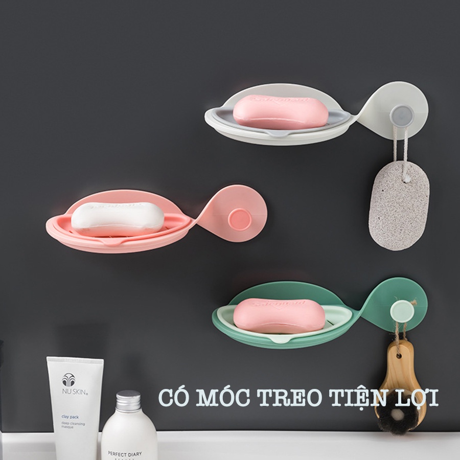 Khay Đựng Xà Phòng Dán Tường Hình Cá 2 Lớp Nhiều Màu Thiết Kế Siêu Thoát Nước Z013