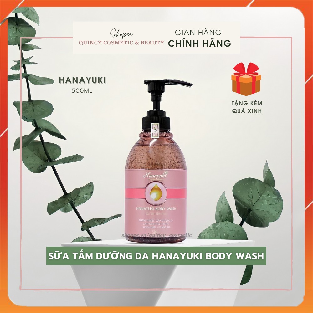 Sữa Tắm Nước Hoa Hanayuki Body Wash Giảm Mụn Lưng CHÍNH HÃNG 100% Dưỡng Da Trắng Sáng, Tẩy Tế Bào Chết Toàn Thân 500ml